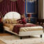 Kids Velvet Bed, Scalloped Shell Upholstery Headboard With Adjustable Height, European Single (90 X 200 cm) -2109734727