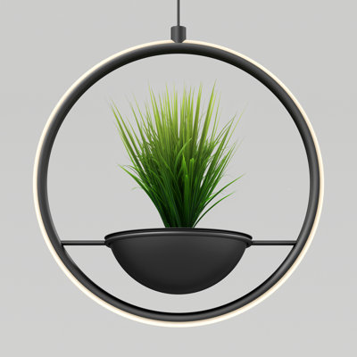 Jardinière moderne et luminaire Wrought Studio ™ Litta, noir mat