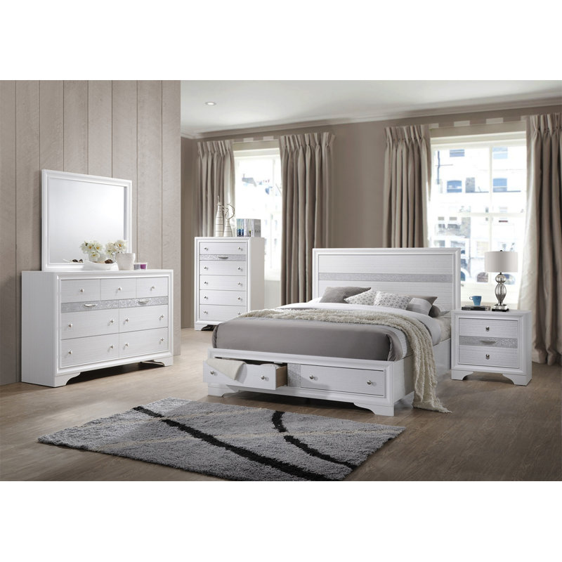 Commode 7 tiroirs Traditional en bois blanc