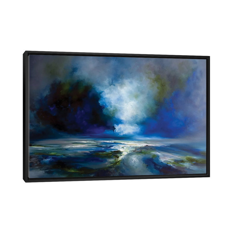 «Blue Sens», reproduction sur toile, H 18 po x l 26 po x P 1,5 po, Toile avec cadre noir, Pas de tapis