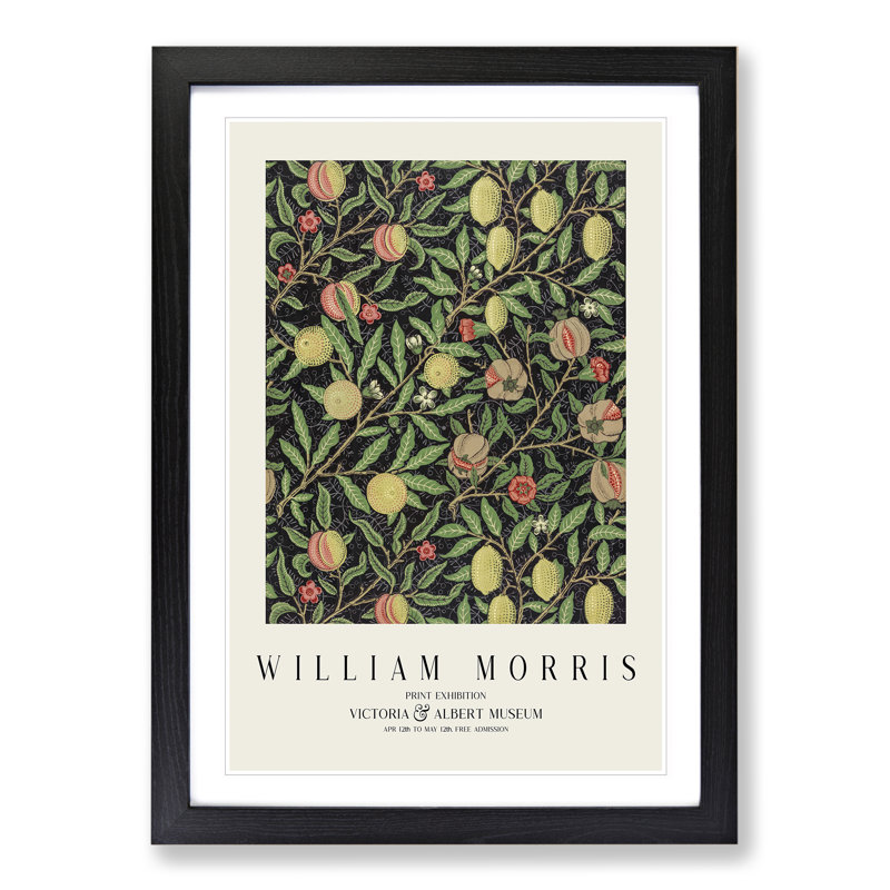 Fruit by William Morris - Single Picture Frame Print, Black Framed, 36cm H x 27cm W x 2cm D