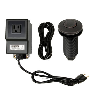 Kraus Garbage Disposal Air Switch Kit with Push Button AC Adapter Power Cord & Air Tube - Chrome