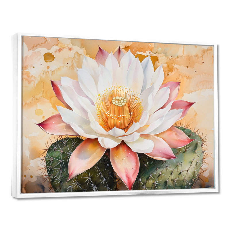 Décoration murale fleur de cactus du désert du Nevada - Cactus floral, H 34 po x l 44 po, Blanc