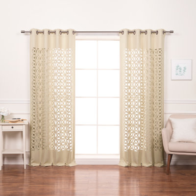 Aikeem Polyester Trellis Cutout Curtain Panel Pair