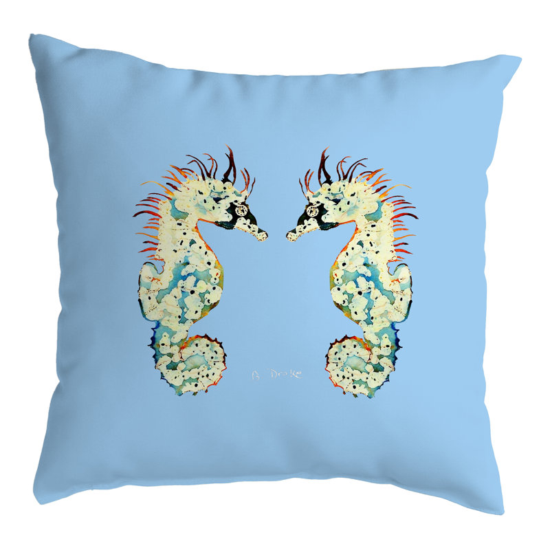  Coussin lombaire intérieur / extérieur Betsy Seahores, 18 po x 18 po, Bleu pâle