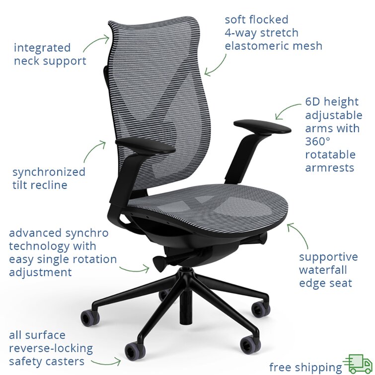 Flash Furniture Ergonomic Gray Mesh Office Chair with Synchro-Tilt