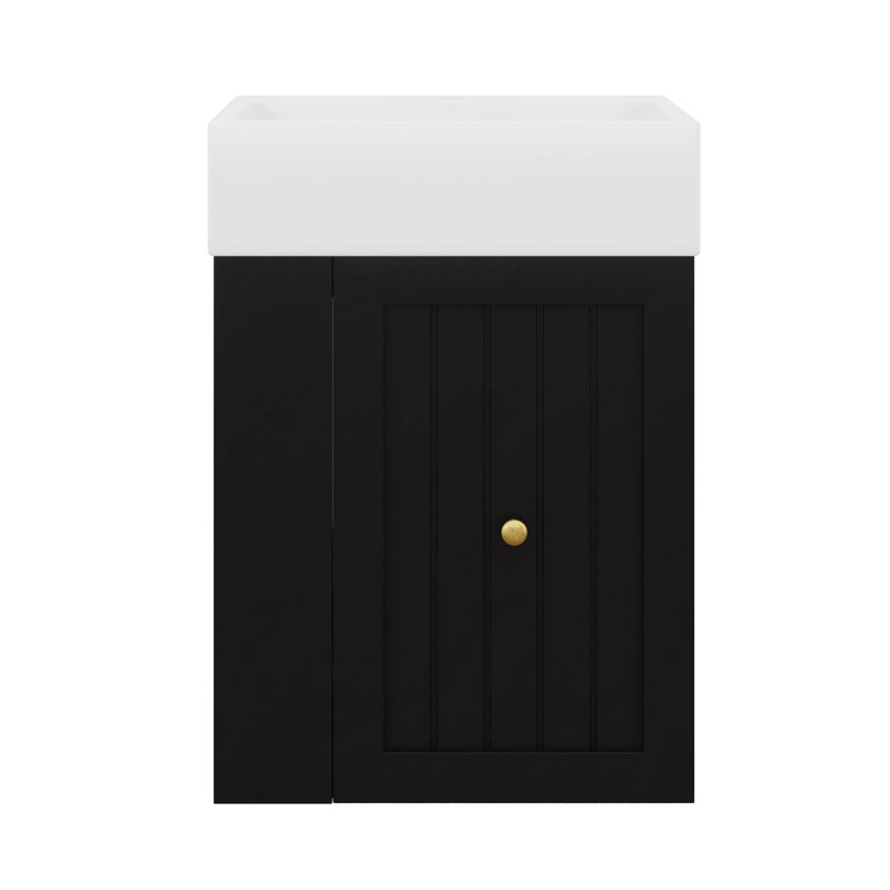 Petit meuble-lavabo flottant de 20 pouces, armoire murale avec lavabo, tablette latérale, armoire de rangement en panneau de fibres à densité moyenne avec tiroir