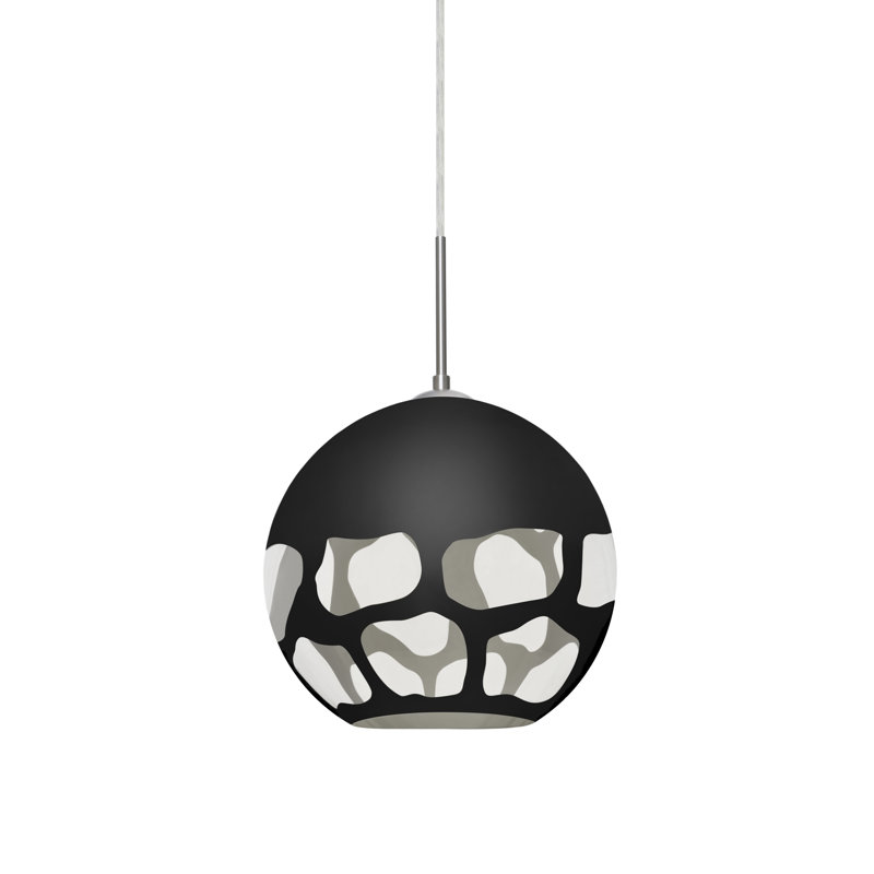 Luminaire sphère suspendu 1 lumières simple Jason, Noir, Nickel satiné