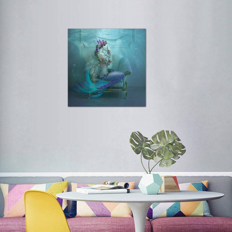 «Mermaid Tears» - Impression sur toile tendue, Toile tendue, H 37 po x l 37 po x P 1,5 po