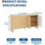 Buffet cannelé avec 4 portes, tablettes réglables et portes rebondies