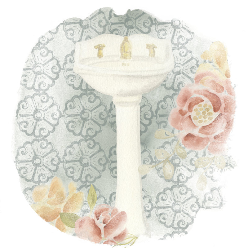 Garden Romance Bath IV by June Erica Vess - Wrapped Canvas Painting, 30cm H x 30cm W
