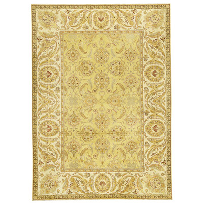 High-Quality Hand-Knotted Gold And Cream Area Rug