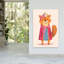 «Whimsical Dressed Squirrel Whimsical Contemporary Squirrel Flower Forest», reproduction d'art murale-566809453
