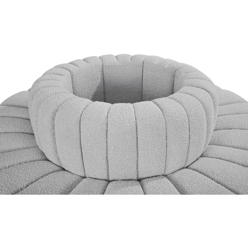 Hite Upholstered Curved Sectional Reversible, Grey Boucle Fabric