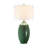 26.5in. 3-way Green Ceramic Table Lamp With White Drum Shade
