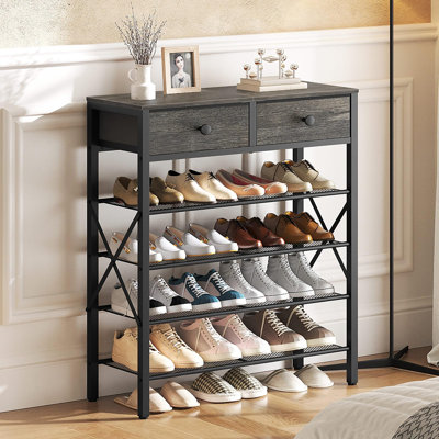 Range-chaussures 37 pièces H 37,7 po à 5 niveaux en charbon et métal noir
