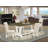 6-Piece Set Consists of a Distressed Jacobean Dining Room Table and a Wooden Bench and 4 Light Beige Linen Fabric Parson Chairs with Button Tufted Back - Wire Brushed Linen White-618544241