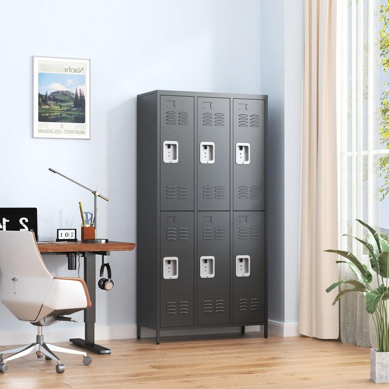 Casier en métal 6 portes avec serrure, armoire de rangement, armoire d'appoint
