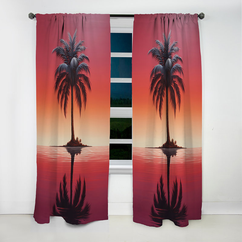 Brodi - Palm Trees Curtain - Blackout Floral Curtain - 1 Panels, 52" W x 95" L