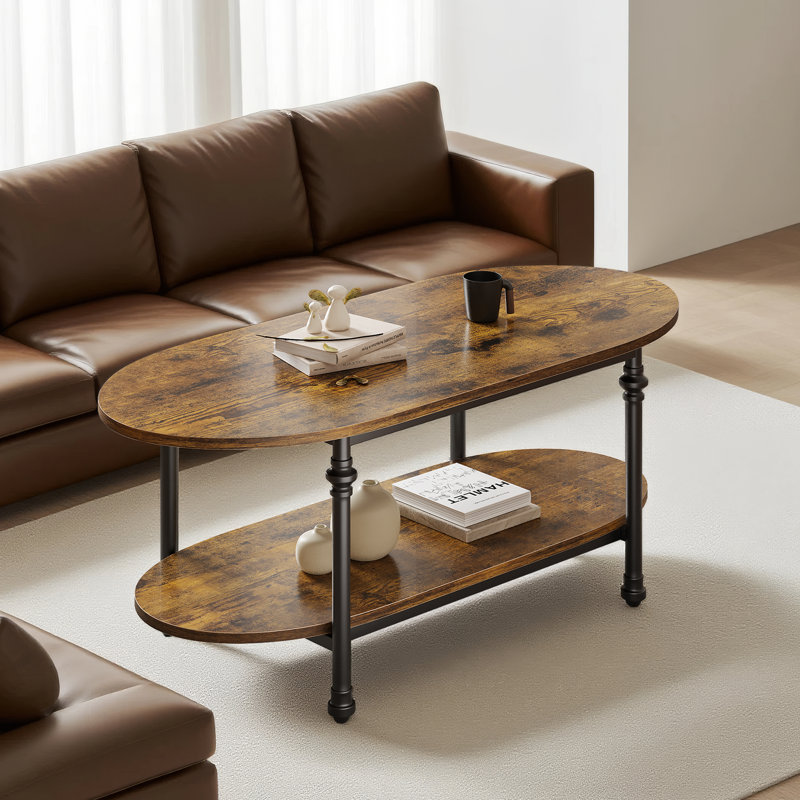 Table basse ovale Unique Table basse 47,2 po Table basse Table basse de rangement à 2 niveaux pour centre de salon
