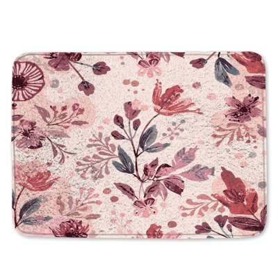 Botanical Floral Pattern Bath Mat