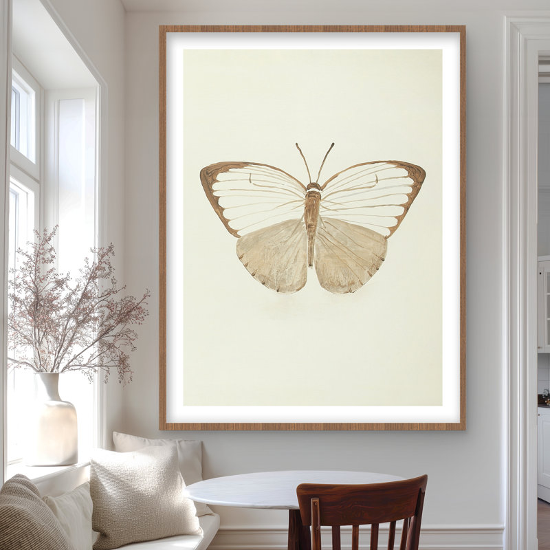 Papillons sépia - Beige animaux, reproduction encadrée
