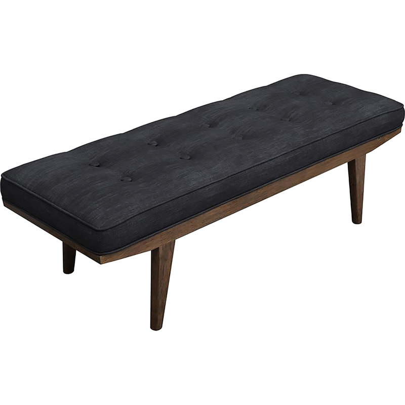 Grey And Oak Tufted Bench