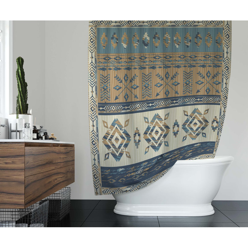 Rideau de douche simple à motif géométrique McKernan, H 70 po x l 71 po