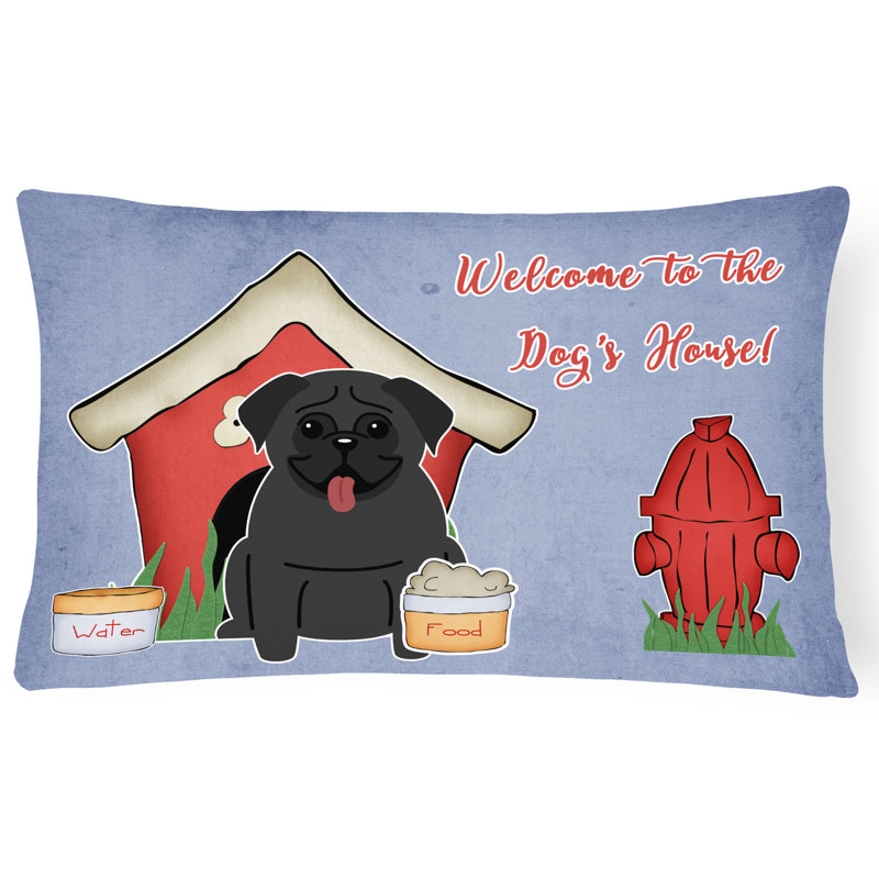 Coussin lombaire intérieur/extérieur rectangulaire dog house, Noir