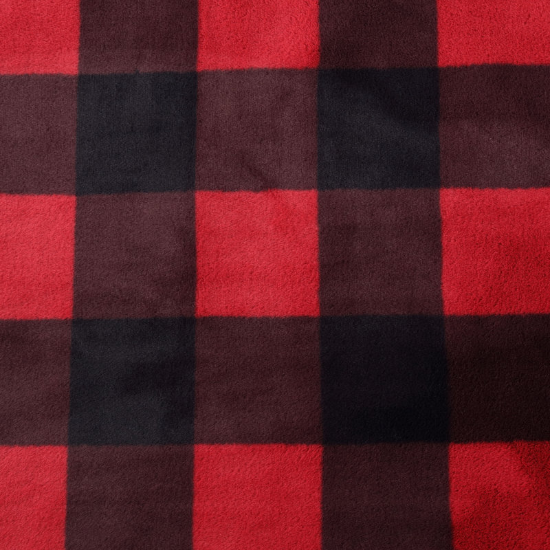 Blue and Black Plaid Reversible Fleece Pillow and Throw Set