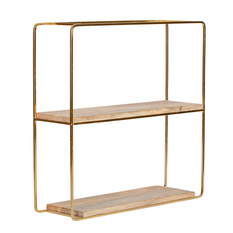 Aber 2 Piece Square Accent Shelf, Gold