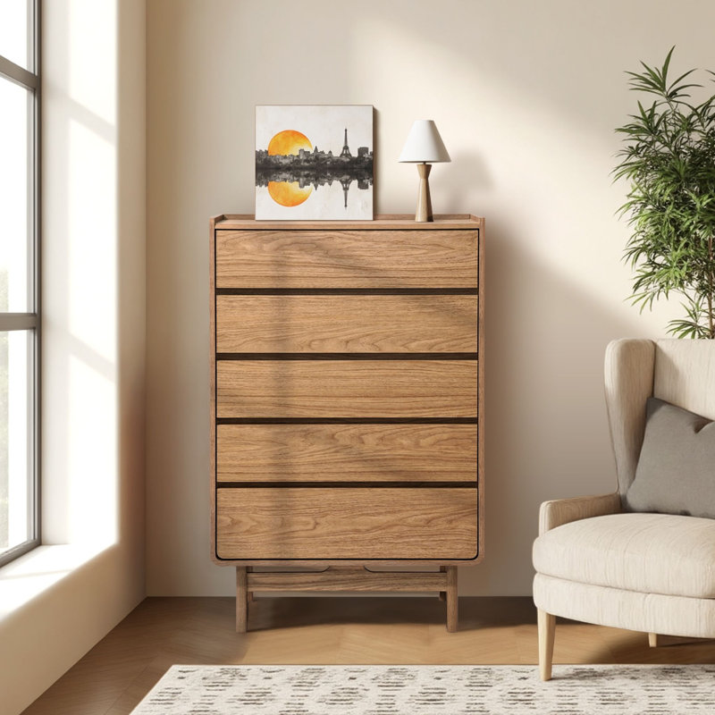 48.5'' H 5-Drawer Dresser, Modern Storage Dresser Chest for Bedroom Living Room