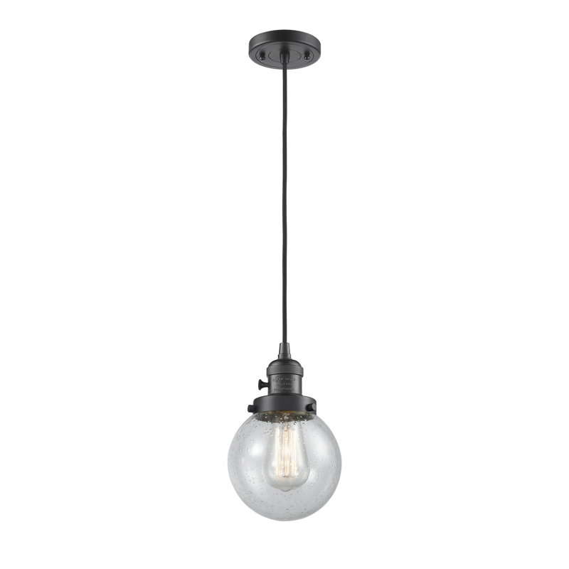 Luminaire suspendu sphère 1 lumière Lorri, H 129,25 po x l 6 po x P 6 po, Bronze frotté à l'huile, DEL
