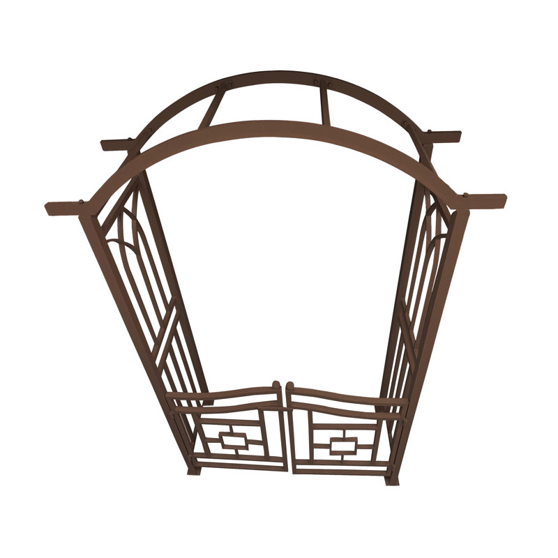 Arche de jardin en aluminium avec barrière, Brun