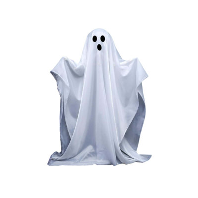 Halloween Decorations 1M Tall Light Up Standing Ghost Halloween Decor Spooky White Fabric Ghost Figure with Warm LED Lights