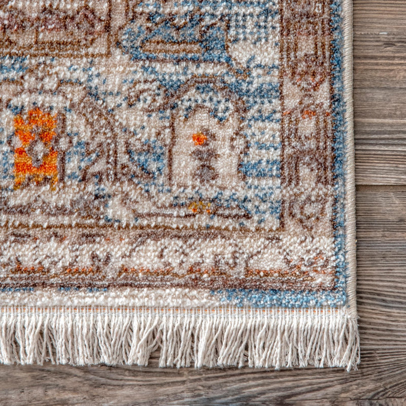 Tapis oriental rouille / bleu Parsegh, Rectangle 5 pi x 7 pi 9 po