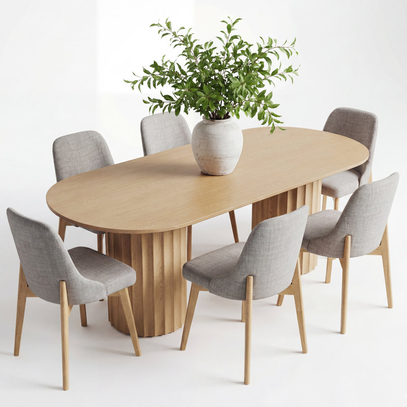Forge 6-Person Double Pedestal Solid Wood Dining Set