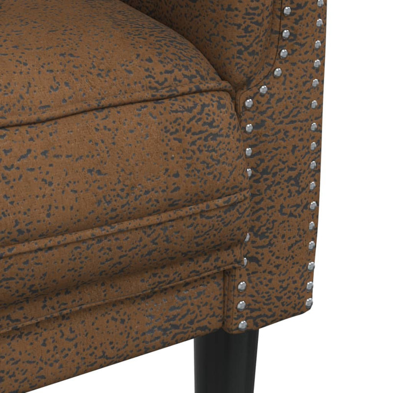  Ensemble de canapé en velours brun (100% polyester), contreplaqué, bois massif
