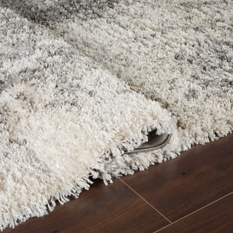 Elison Grey/Beige Indoor Plush Shag Rug, Rectangle 12'2" x 15'2"