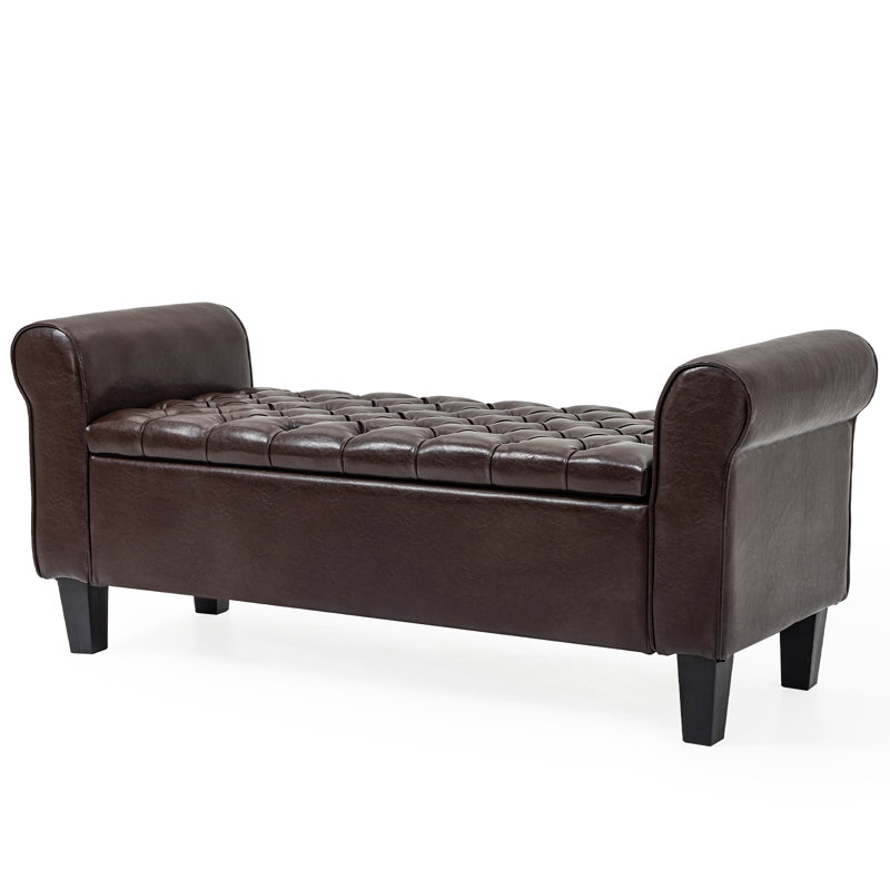 Banc de rangement rembourré Escarleth, Brun