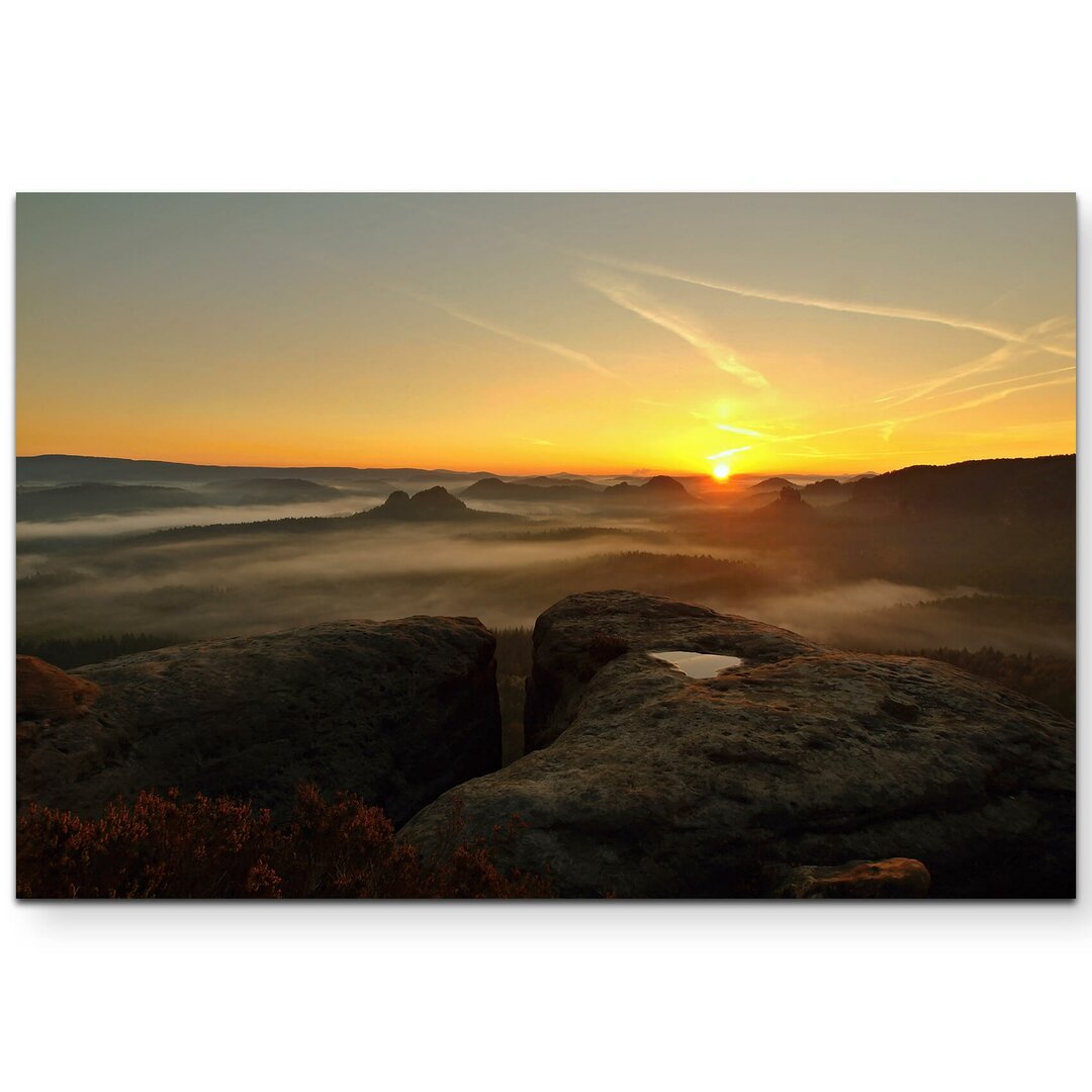 Leinwandbild Sonnenaufgang in der sächsischen Schweiz