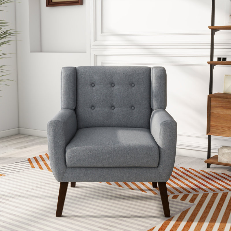Fauteuil capitonné de 27,5 po de largeur Stephanny, Mélange de lin gris