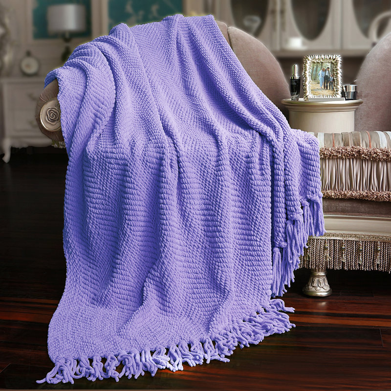 Jeté en tricot de tweed, Cachemire mauve, 50 po x 60 po