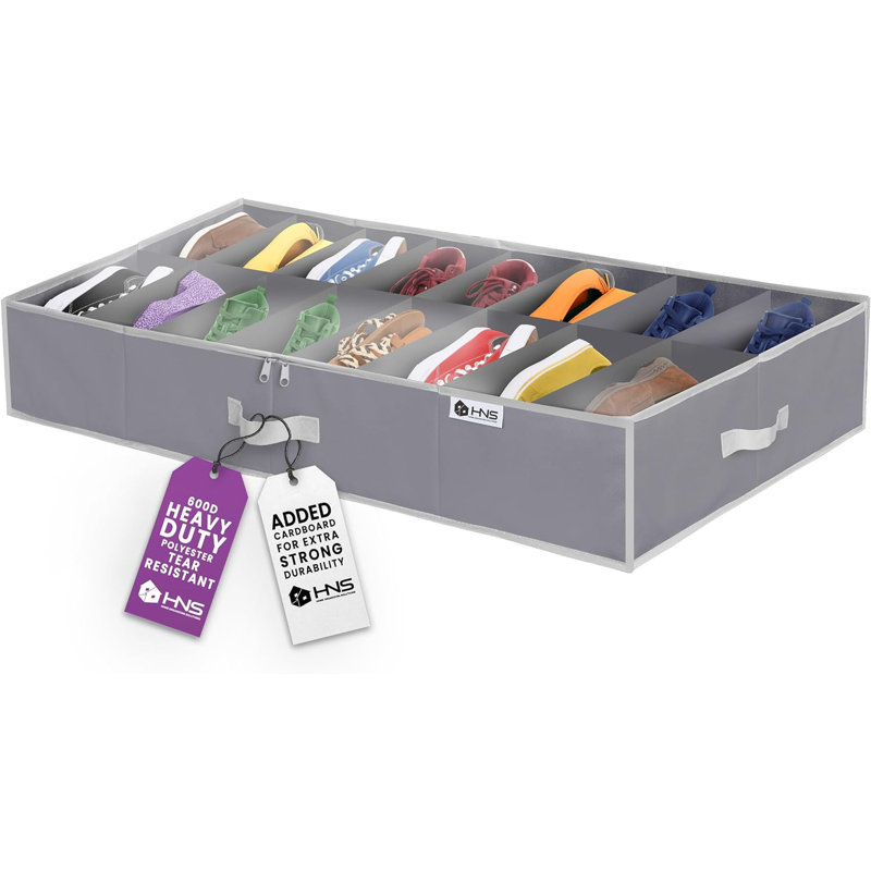 Rangement pour chaussures sous le lit. Peut accueillir jusqu'à 16 paires, Gris