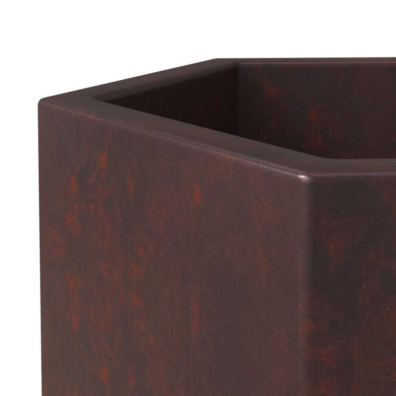 Pot à fleurs Ebern Designs Thicket Series Fiberstone en brun, H 11,8 po x l 14,5 po x P 13 po