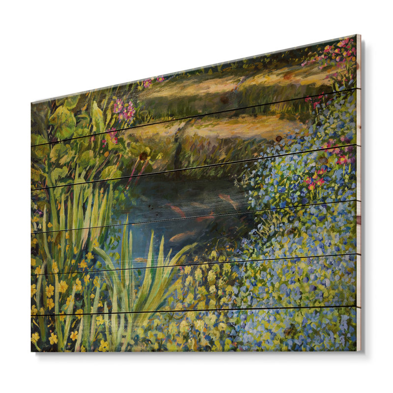 Silence coloré au bord du lac - reproduction de Lake House sur bois de pin naturel, H 10 po x l 20 po x P 0,78 po