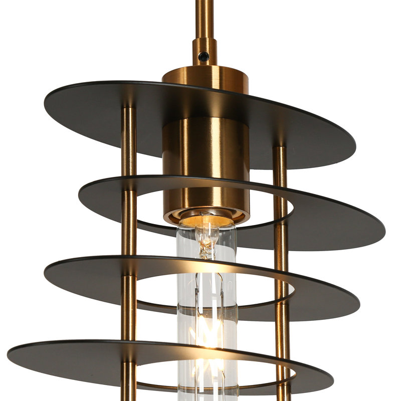 Luminaire suspendu doré / noir à 1 lumière Jacinta