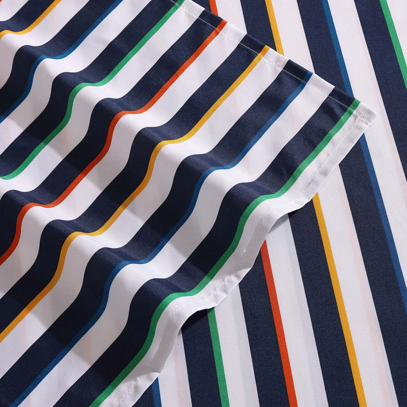 Eddie Bauer Kids Sheet Sets, Queen Sheet Set with 2 Standard Pillowcases, Stripes Game Navy