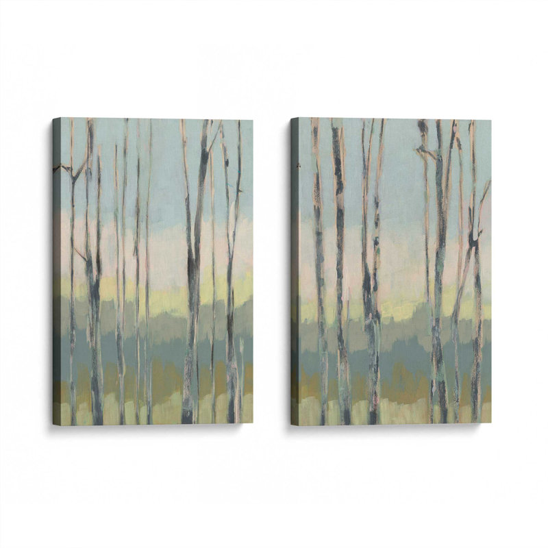 Ensemble de 2 lumières douces entre les arbres, H 18 po x l 24 po, Toile tendue
