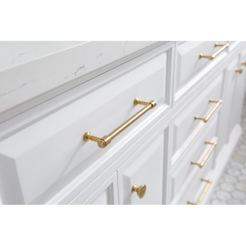 Palace 72'' W Double Vanity, Satin Brass, Pure White